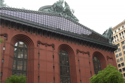 front of the Harold Washington Library in Chicago