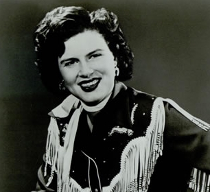 Black and white photo of country star Patsy Cline.